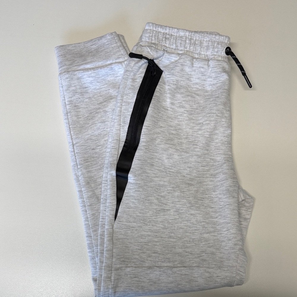 Kids Heather Gray Joggers with Black Zip Accent
